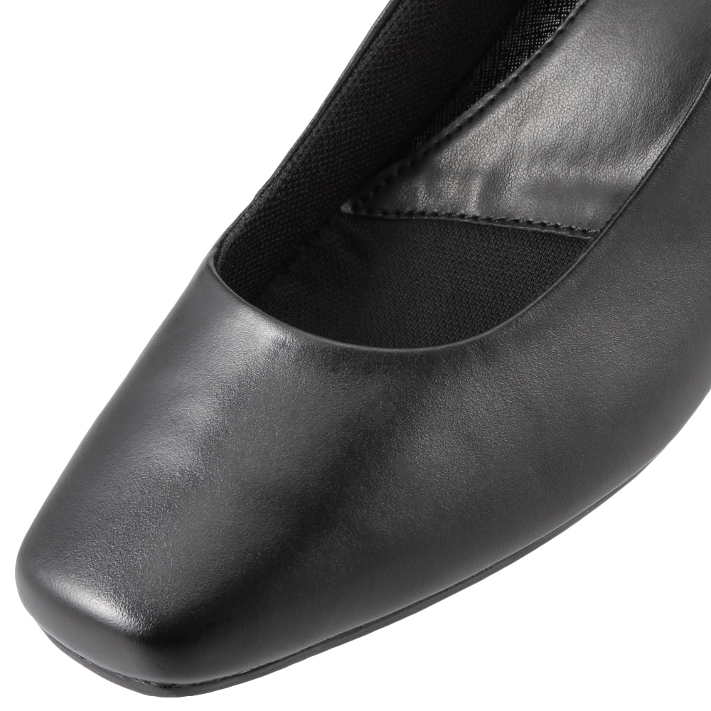 撥水加工 幅広 3E 本革スクエアトゥパンプス ＜5.0cmヒール＞ 【21.5cm～25.5cm】