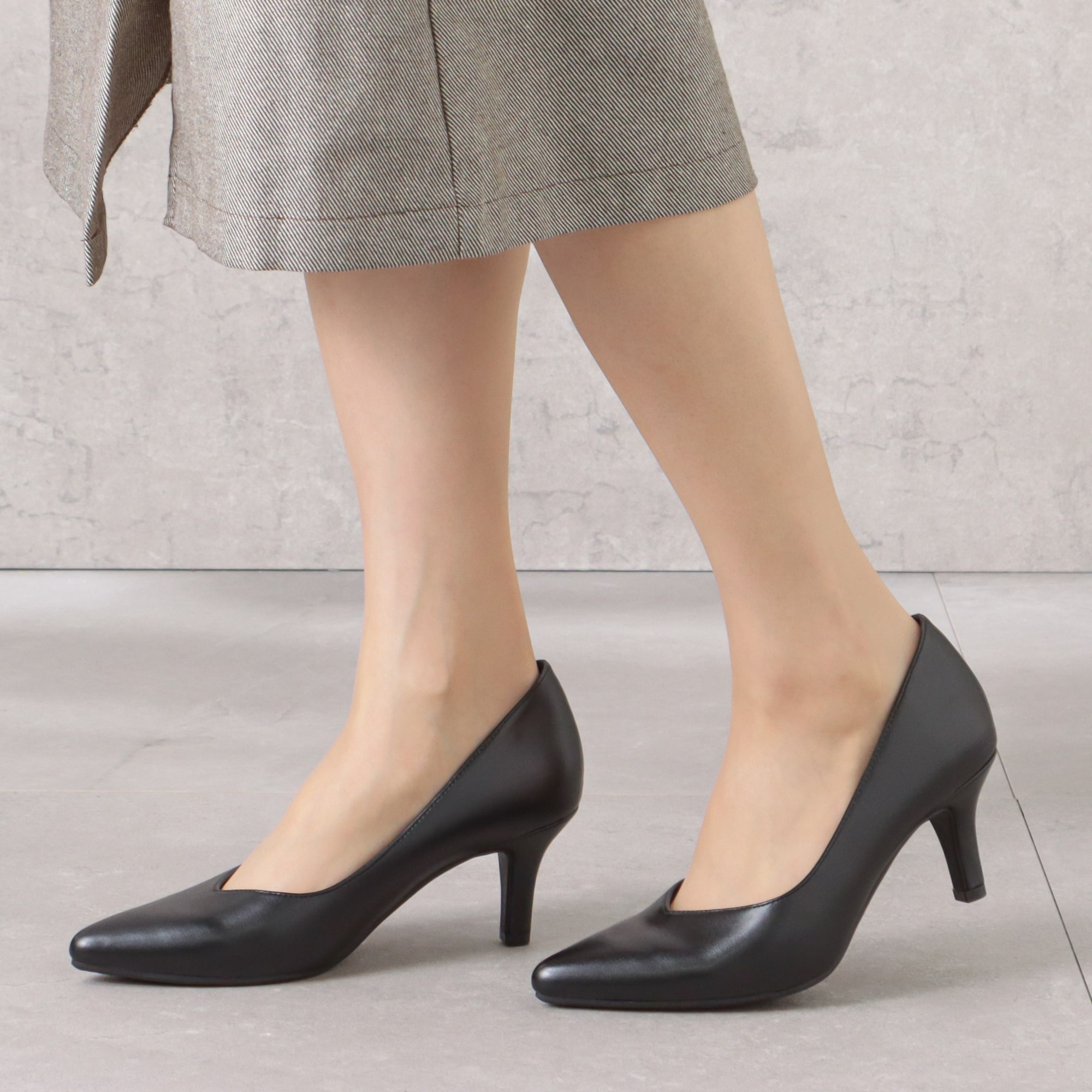 ポイントテッドトゥ(ベーシックパンプス)幅広 3E 防水＜6.5cmヒール＞【21.5cm～25.5cm】
