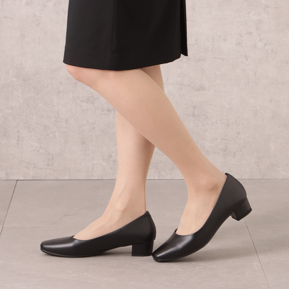 スクエアトゥ(ベーシックパンプス)幅広 3E 防水＜3.0cmヒール＞【21.5cm～25.5cm】