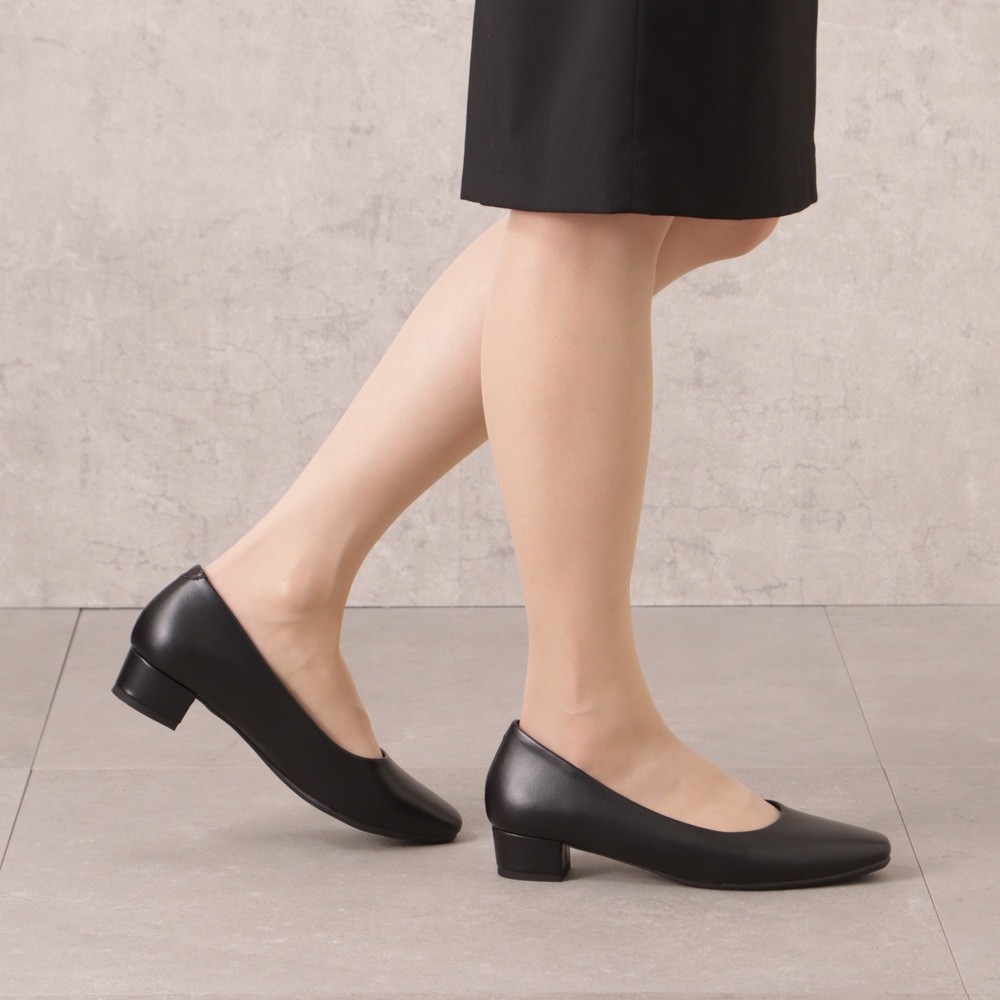 スクエアトゥ(ベーシックパンプス)幅広 3E 防水＜3.0cmヒール＞【21.5cm～25.5cm】