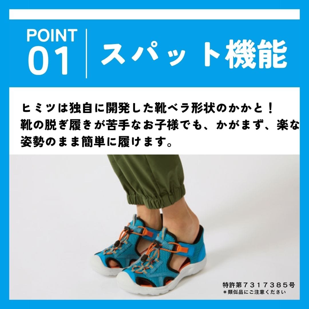 スパットシューズ（スニーカーサンダルタイプ）メッシュ素材 手を使わずに履ける【19.0cm～24.0cm】