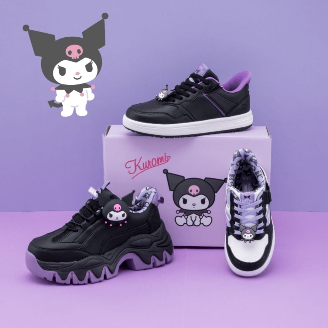 【KUROMI｜クロミ】スパットシューズ × サンリオキャラクターズ（コートタイプ）手を使わずに履ける【19.0cm～24.0cm】